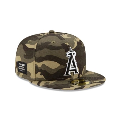 Green Los Angeles Angels Hat - New Era MLB Armed Forces Weekend 59FIFTY Fitted Caps USA1564309